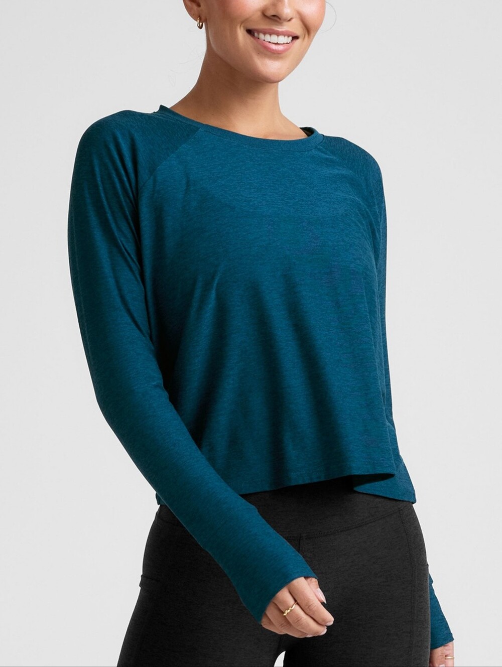 Beyond Yoga Featherweight Daydreamer Deepsea Teal Pullover Long Sleeve Shirt